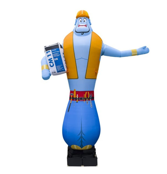 Inflatable man 340 cm with a bright design for a construction supermarket
