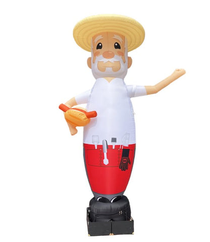 Inflatable character waving hand, Chef with hot dog 340 cm with fan for outdoor advertising of restaurant or cafe