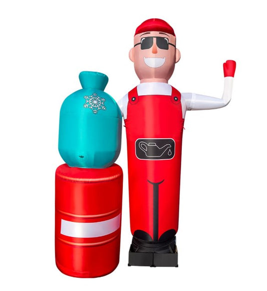 Inflatable set Air conditioner filling station advertising 340 cm with a car mechanic figure
