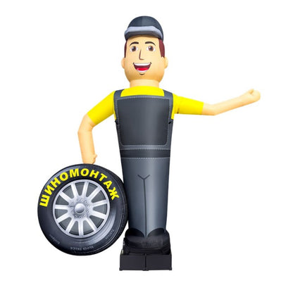 Inflatable figure Tire changer with wheel 340 cm with fan outdoor advertising service station
