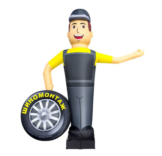 Inflatable figure Tire changer with wheel 340 cm with fan outdoor advertising service station