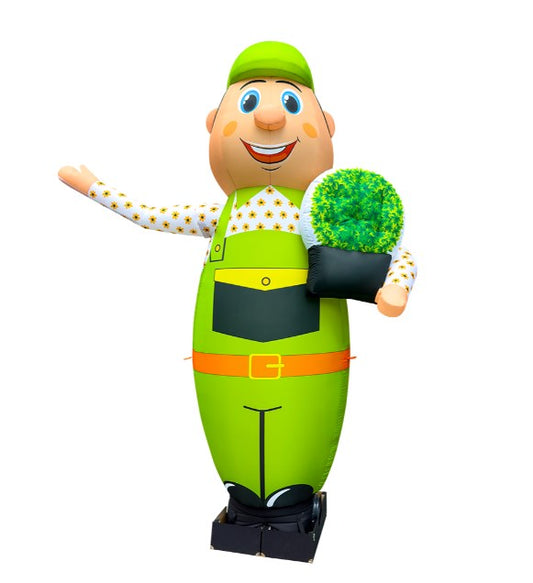 Inflatable man for gardening shop height 340 cm with waving hand