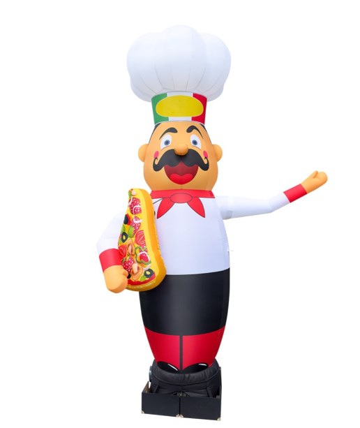 Inflatable character waving hand, Pizza Chef 340 cm with fan for outdoor advertising of pizzeria
