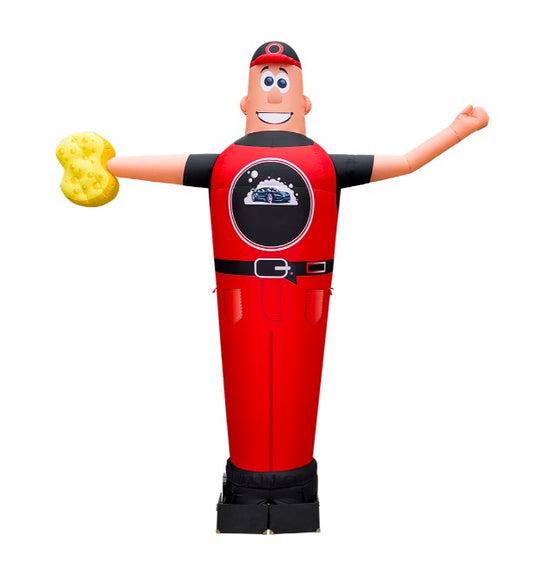 Inflatable figure Car Washer 340 cm in a red suit with a fan outdoor advertising