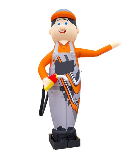 Inflatable figure 340 cm gas station attendant with fan outdoor advertising gas station