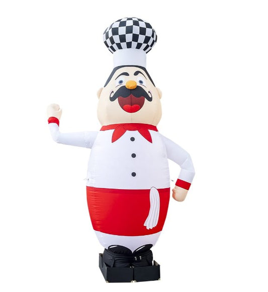 Inflatable character Chef in a red suit 340 cm with a fan for outdoor advertising of a cafe or restaurant
