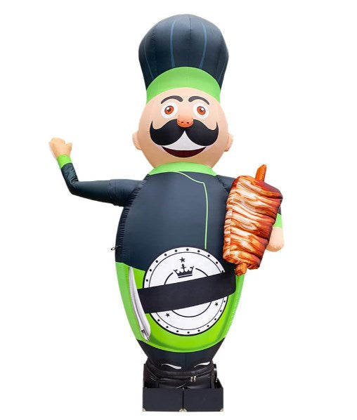 Inflatable waving man 340 cm with fan for advertising a shawarma point