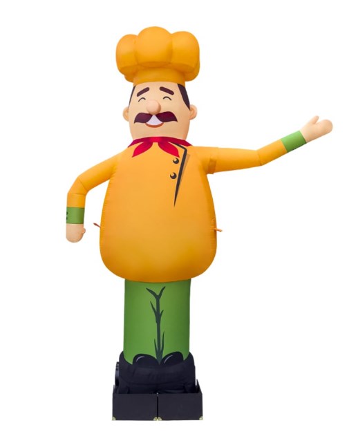Inflatable character waving hand, Chef 340 cm with fan for outdoor bakery and cooking advertising