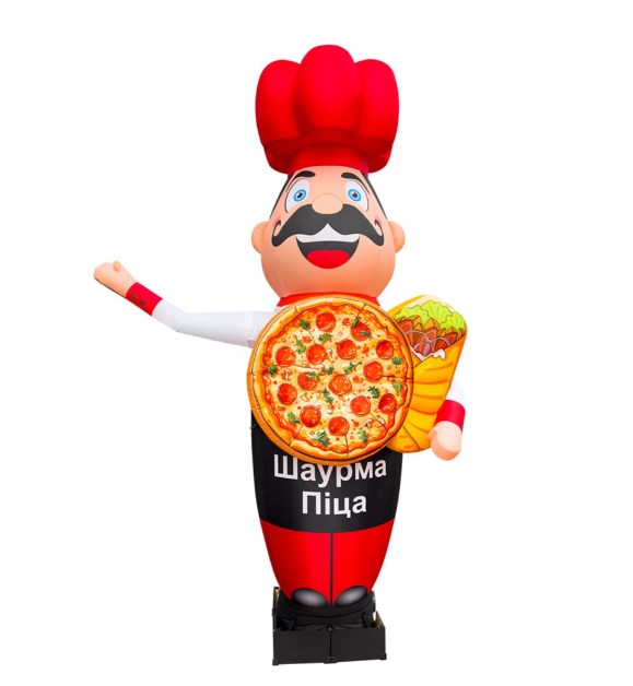 Inflatable figure chef with pizza 340 cm for advertising pizzerias and fast food