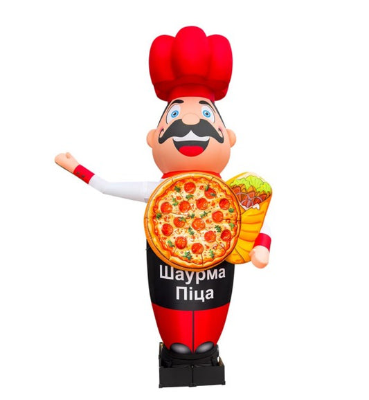 Inflatable figure chef with pizza 340 cm for advertising pizzerias and fast food