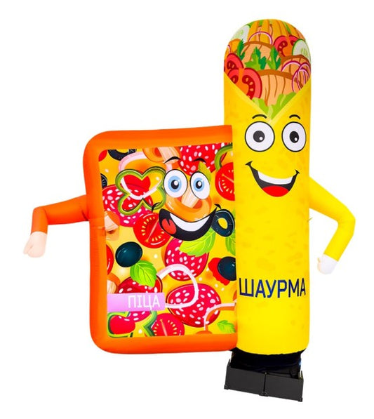 Inflatable advertising pizza and shawarma 340 cm with fan for food zone and street cafe