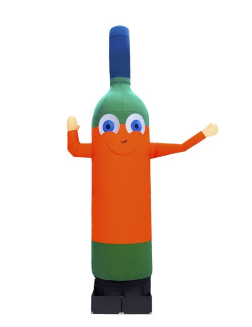 Inflatable bottle waving figure 340 cm with backlight for grocery store