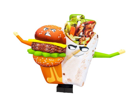 Inflatable burger shawarma figure 340 cm with fan for outdoor fast food advertising