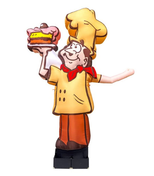 Inflatable character waving hand, Baker 340 cm with fan for outdoor advertising of bakery, pastry shop or dessert cafe