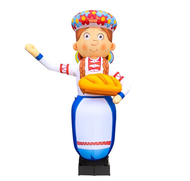 Inflatable Ukrainian aeroman 340 cm with bread for outdoor advertising of a grocery store