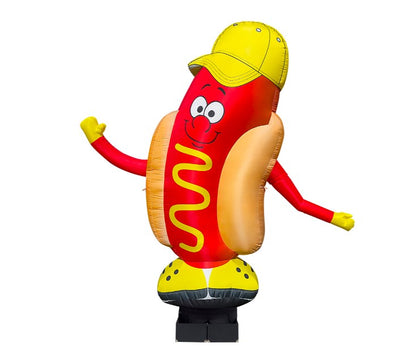 Inflatable Waving Hot Dog Character 340 cm with Air Blower and Lighting for Fast Food Outdoor Advertising