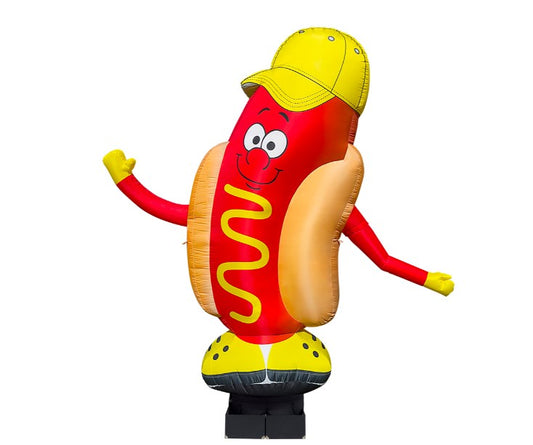 Inflatable Waving Hot Dog Character 340 cm with Air Blower and Lighting for Fast Food Outdoor Advertising