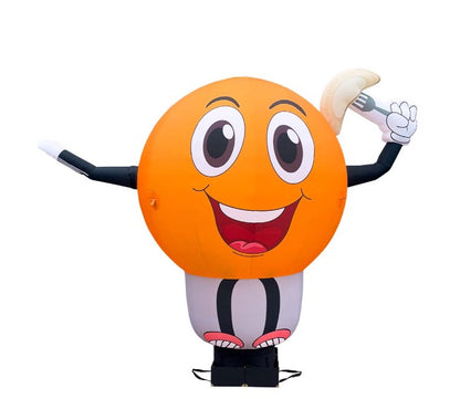 Inflatable character waving hand, Kolobok 340 cm with fan for outdoor advertising of a dumpling shop, cafe or establishment with traditional cuisine