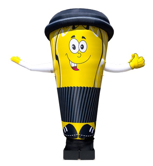 Inflatable waving character Glass 340 cm with fan and backlight for outdoor advertising of coffee shop
