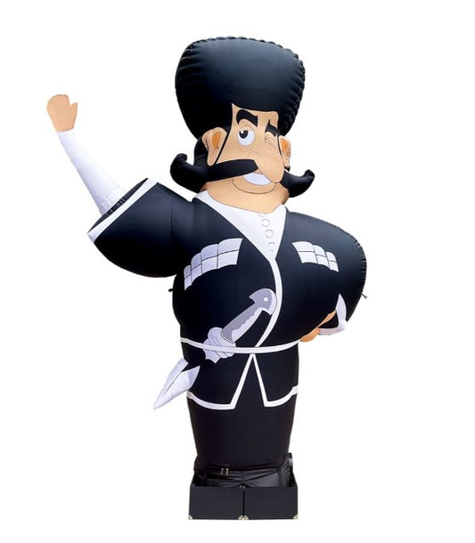 Inflatable waving Georgian man height 340 cm with fan for Georgian cuisine restaurant