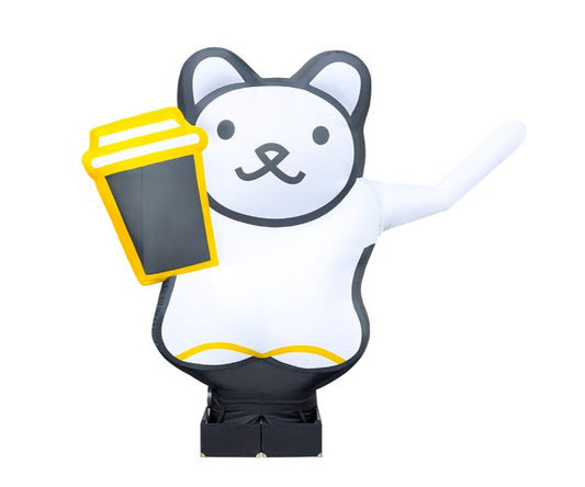 Inflatable character waving paw, Cat 340 cm with fan for outdoor advertising of coffee shop