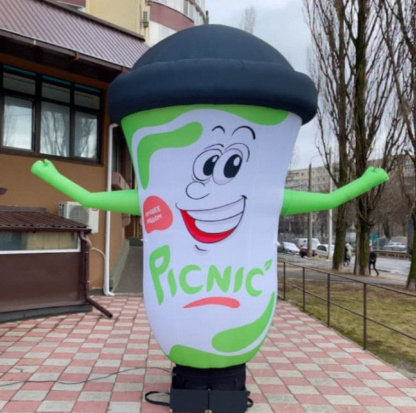 Inflatable waving cup 340 cm with fan for coffee shop