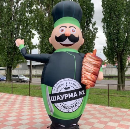 Inflatable waving man 340 cm with fan for advertising a shawarma point