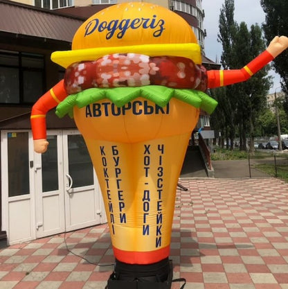Inflatable advertising character Burger 340 cm with fan for outdoor advertising of burger shop