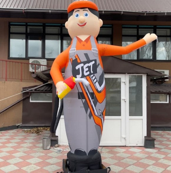 Inflatable figure 340 cm gas station attendant with fan outdoor advertising gas station