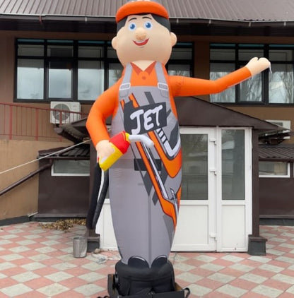 Inflatable figure 340 cm gas station attendant with fan outdoor advertising gas station