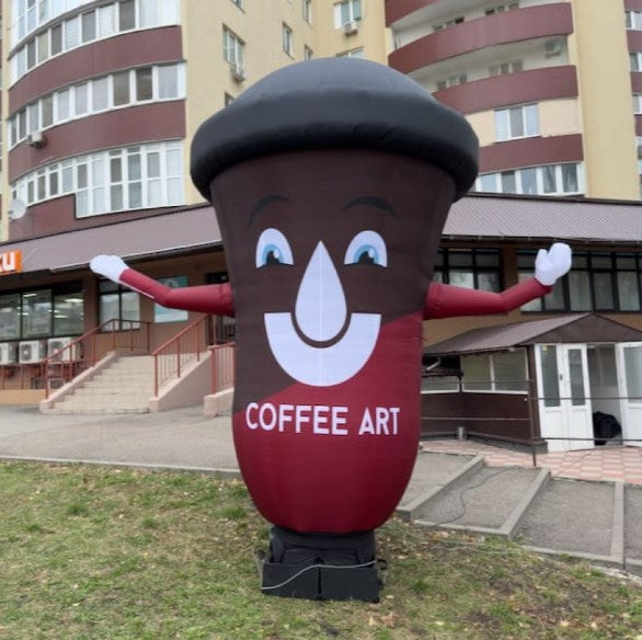 Inflatable character Coffee Cup 340 cm with fan for outdoor advertising of coffee shops or takeaway coffee points