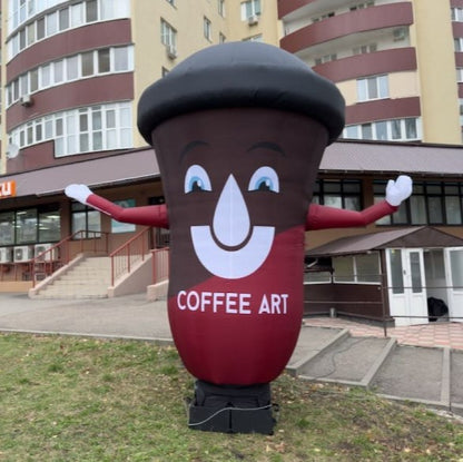 Inflatable character Coffee Cup 340 cm with fan for outdoor advertising of coffee shops or takeaway coffee points