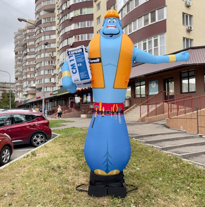Inflatable man 340 cm with a bright design for a construction supermarket