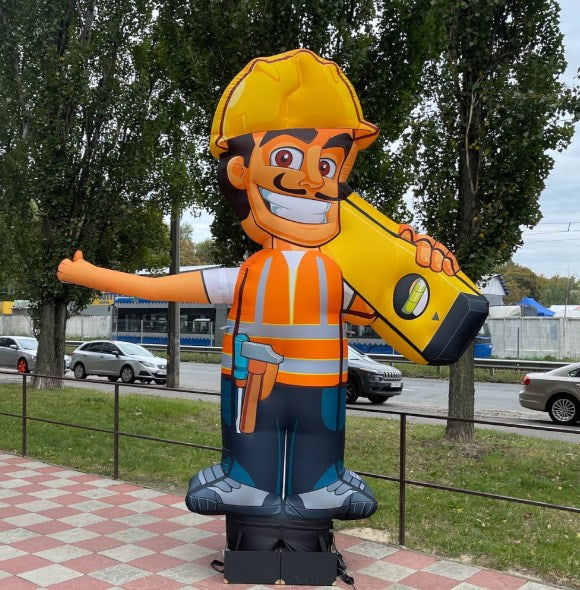 Inflatable man with logo 340 cm for outdoor advertising of a tool store