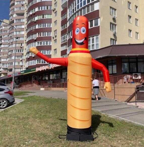 Inflatable character waving hand, Hot dog 340 cm with fan and backlight for outdoor fast food advertising