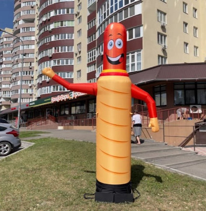 Inflatable character waving hand, Hot dog 340 cm with fan and backlight for outdoor fast food advertising
