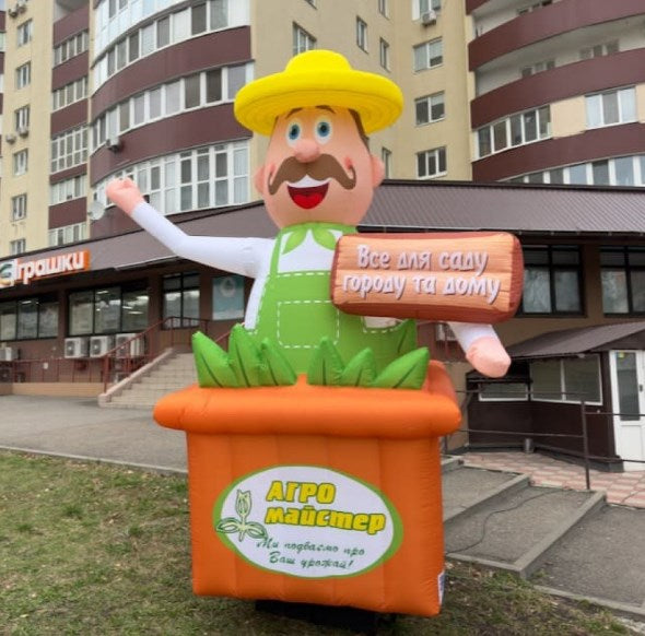Inflatable hand fan 340 cm for outdoor advertising of garden goods store with movable arms and built-in fan