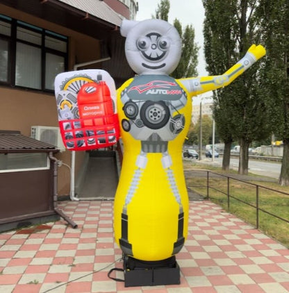 Inflatable figure Robot 340 cm with fan for outdoor advertising of auto parts and lubricants store