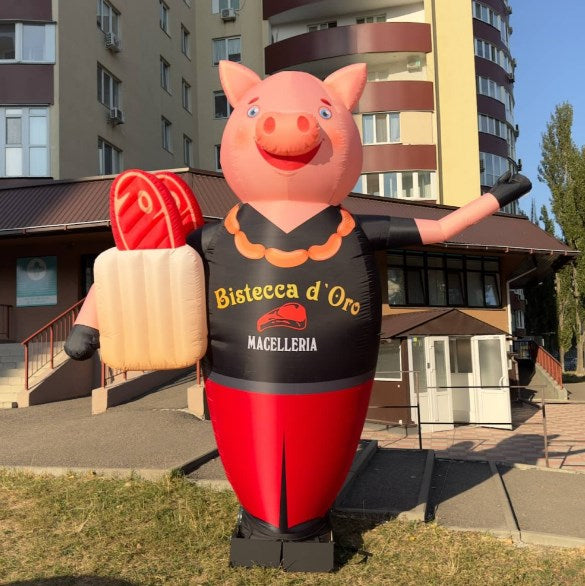 Inflatable pig aeroman 340 cm for outdoor advertising of a butcher shop