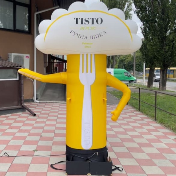 Inflatable character waving hand, Varenyk 340 cm with fan for outdoor advertising of varenyk