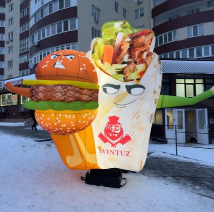 Inflatable burger shawarma figure 340 cm with fan for outdoor fast food advertising
