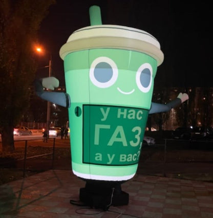 Inflatable coffee cup figure 340 cm with backlight for outdoor advertising