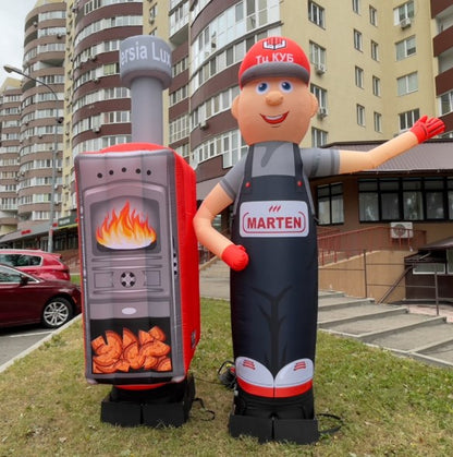 Inflatable handcuff 340 cm for outdoor advertising of a stove installation shop