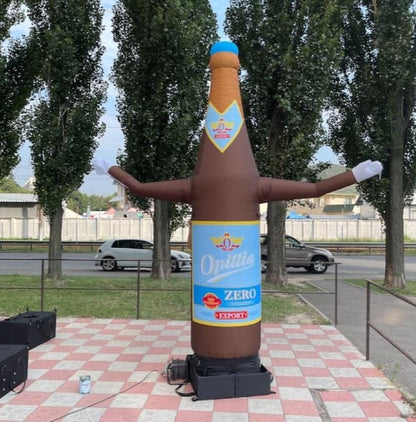 Inflatable waving man bottle 340 cm high with fan for outdoor advertising