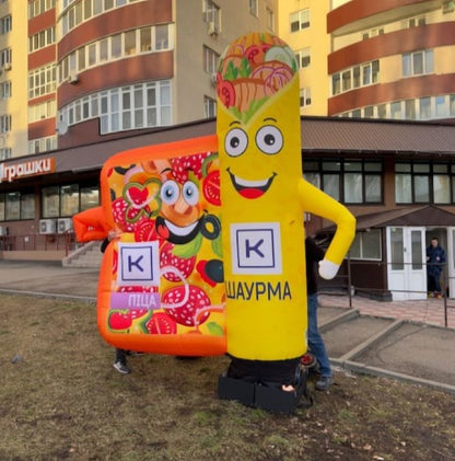 Inflatable advertising pizza and shawarma 340 cm with fan for food zone and street cafe