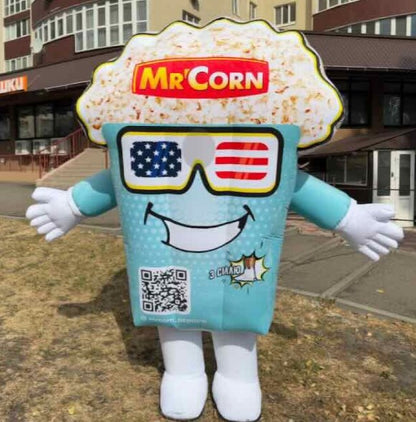 Inflatable popcorn costume for animators 240 cm with fan and battery