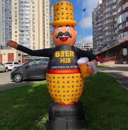 Inflatable waving man gentleman 340 cm with fan for beer shop