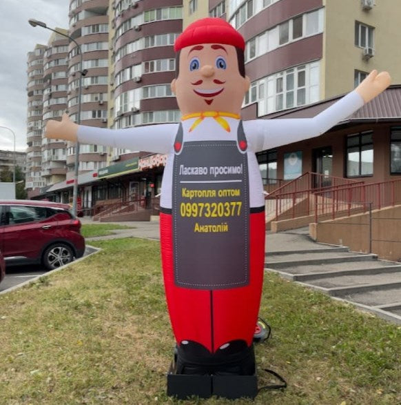 Inflatable waving character for outdoor advertising of potato sales wholesale 340 cm