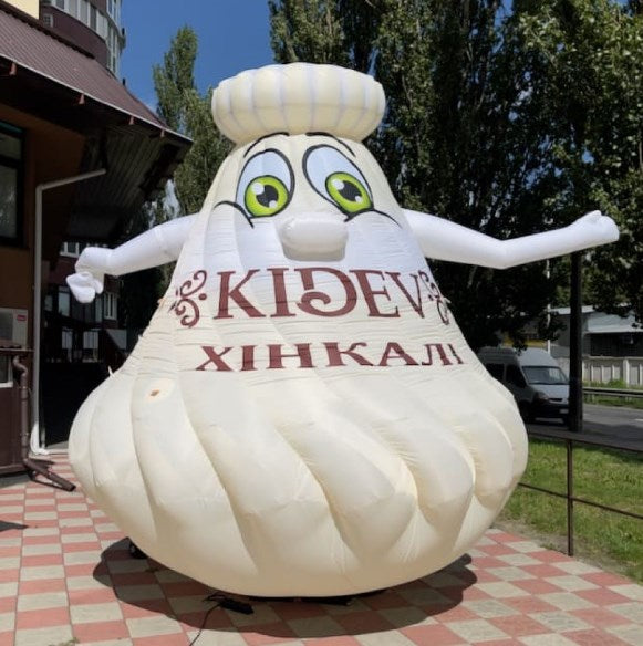 Inflatable character waving hand, Khinkali 340 cm with fan for outdoor advertising of Georgian restaurant