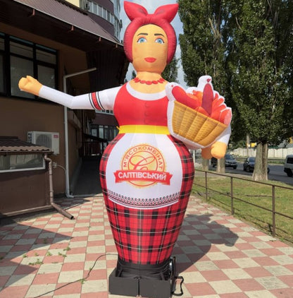 Inflatable woman aeromen 340 cm for outdoor advertising of a butcher shop
